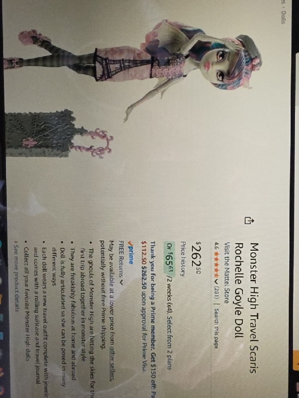 Monster High Doll- Rochell Goyle - Picture 7 of 7